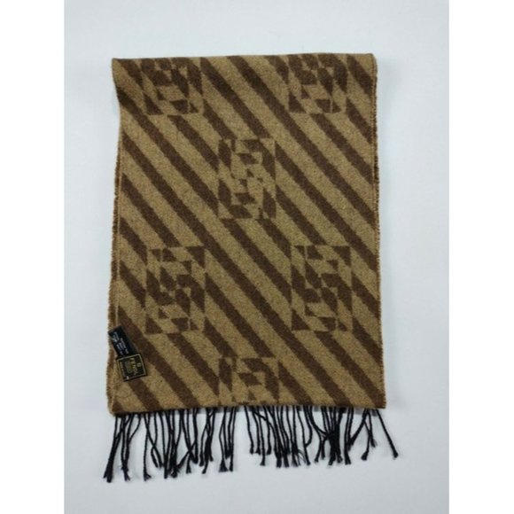 Fendi Zucca Print In Browns Logo Wool Angora Scarf Wrap - Picture 3 of 3